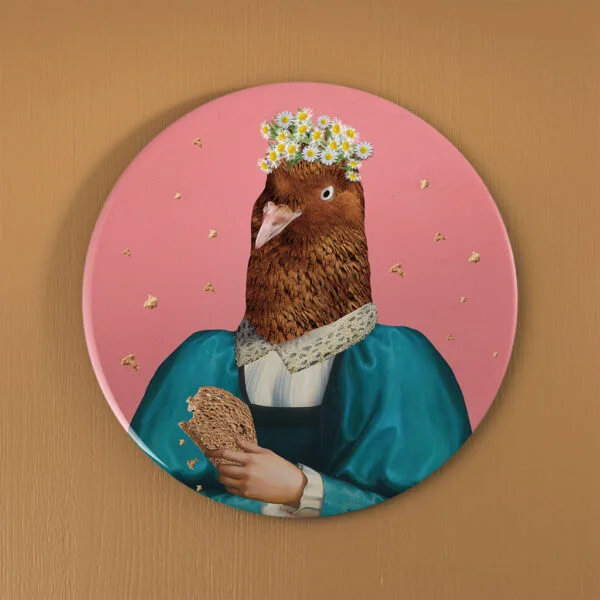 Pigeon With Secrets - Ceramic Coaster Round front
